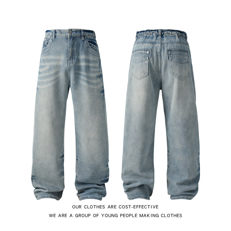Elevate Your Style with Men's American Straight-Leg Wide-Leg Denim Jeans