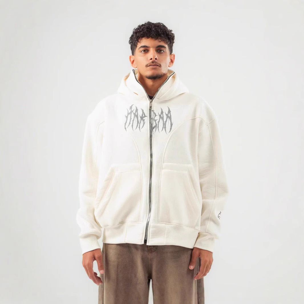 Elevate Your Style with Our Casual Unisex Hoodie Jacket Featuring a Trendy Loose Print Design